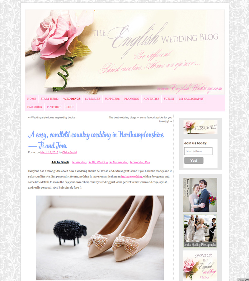 English Wedding Blog feature