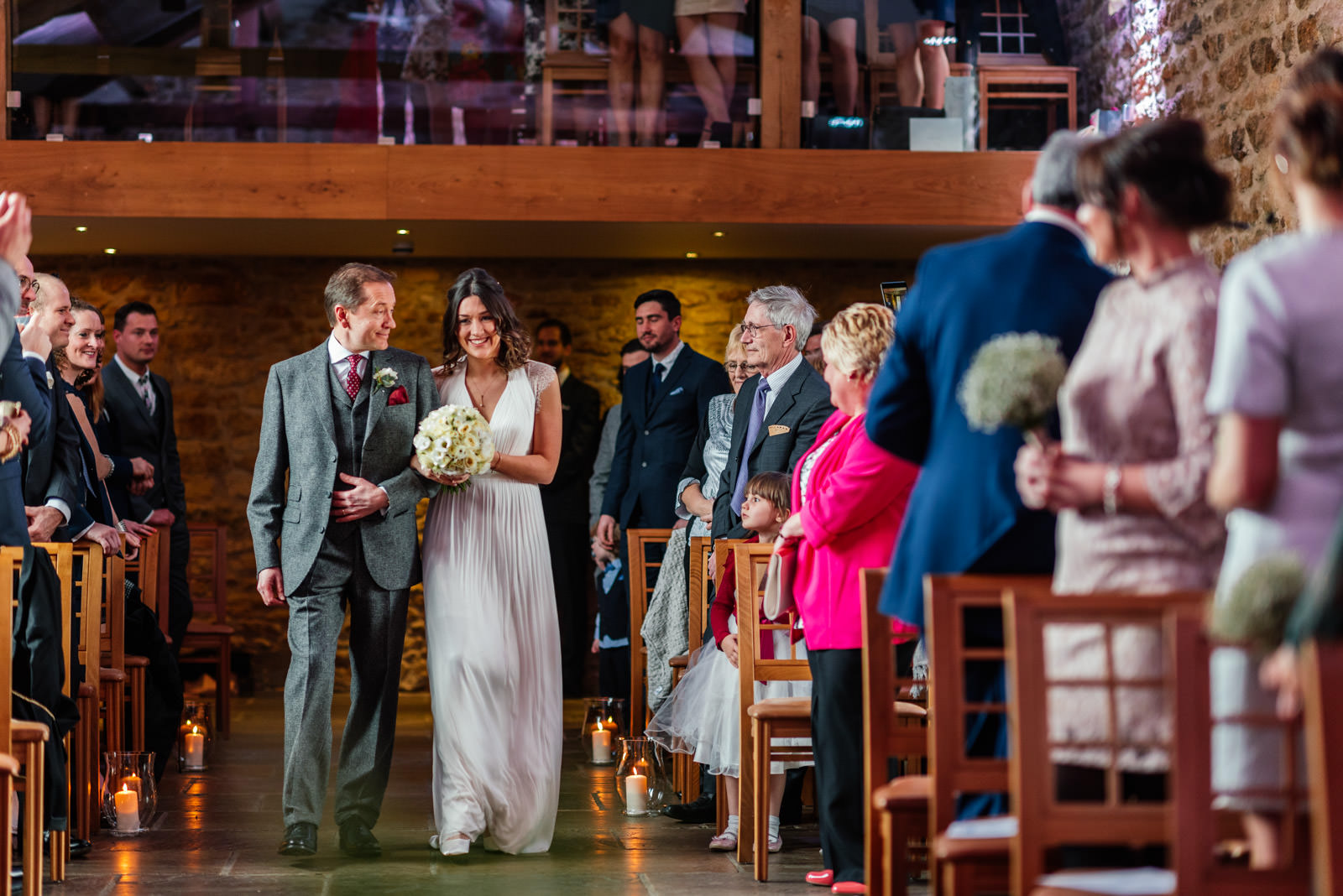 Bride walking down the aisle at Dodford Manor