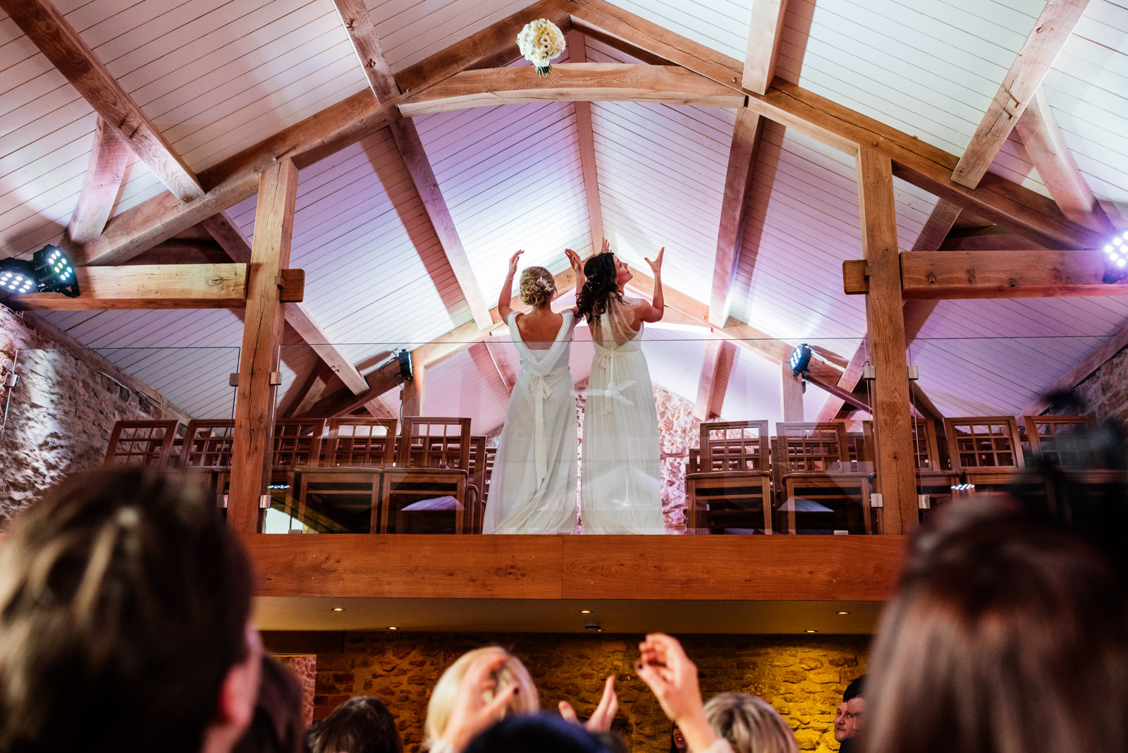 Throwing the bouquet at wedding