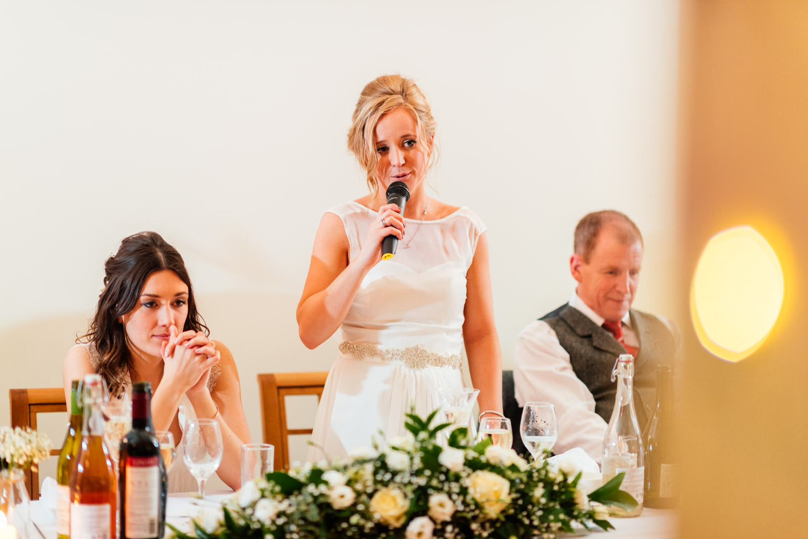 Bride giving a speech at wedding