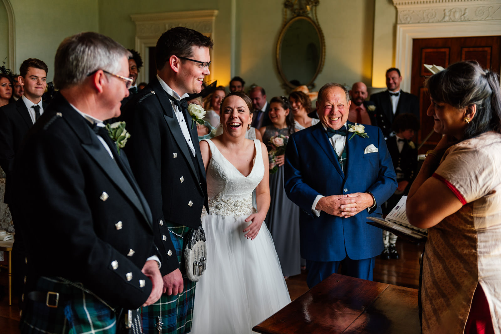 bride laughing during the ceremony