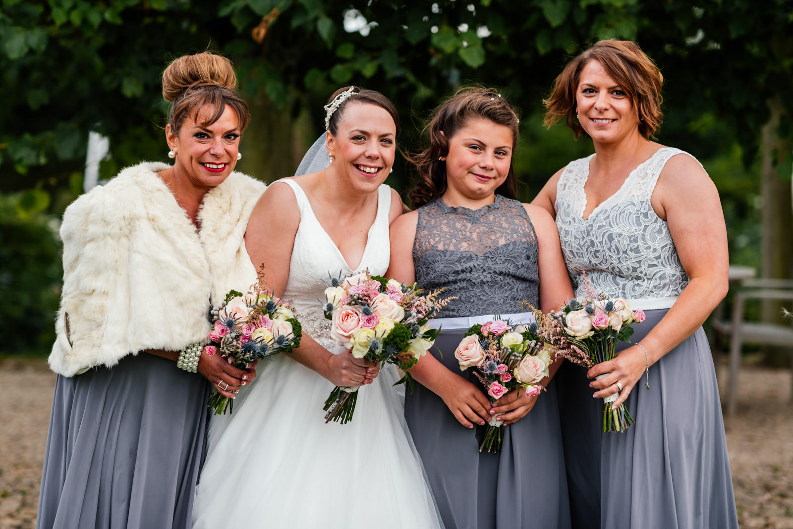 bride with bridesmaids