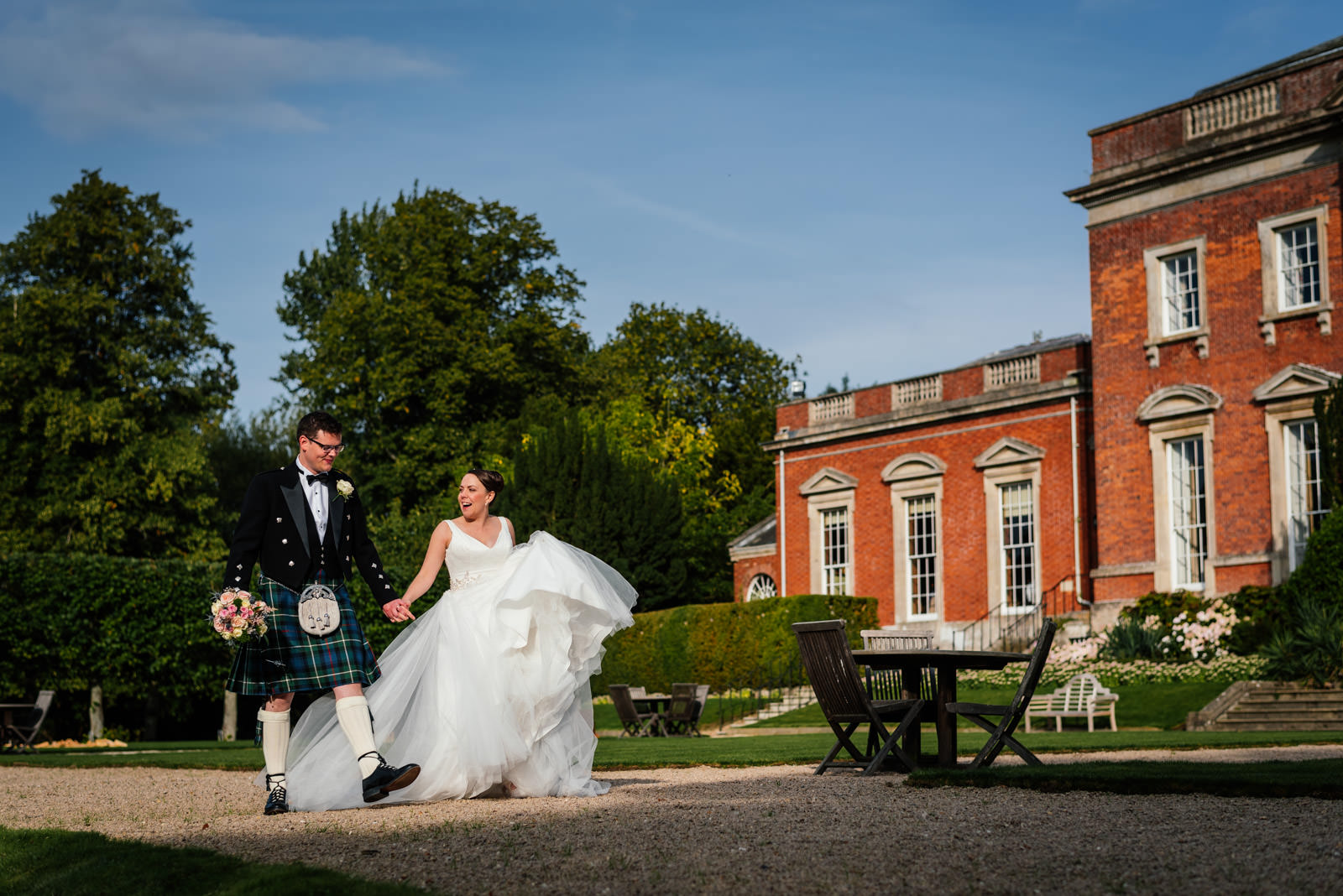 bride and groom portrait at kelmarsh hall