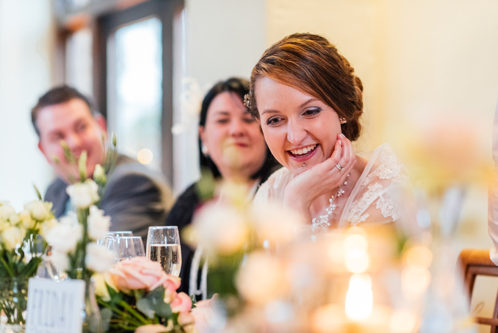 bride listening to speeches