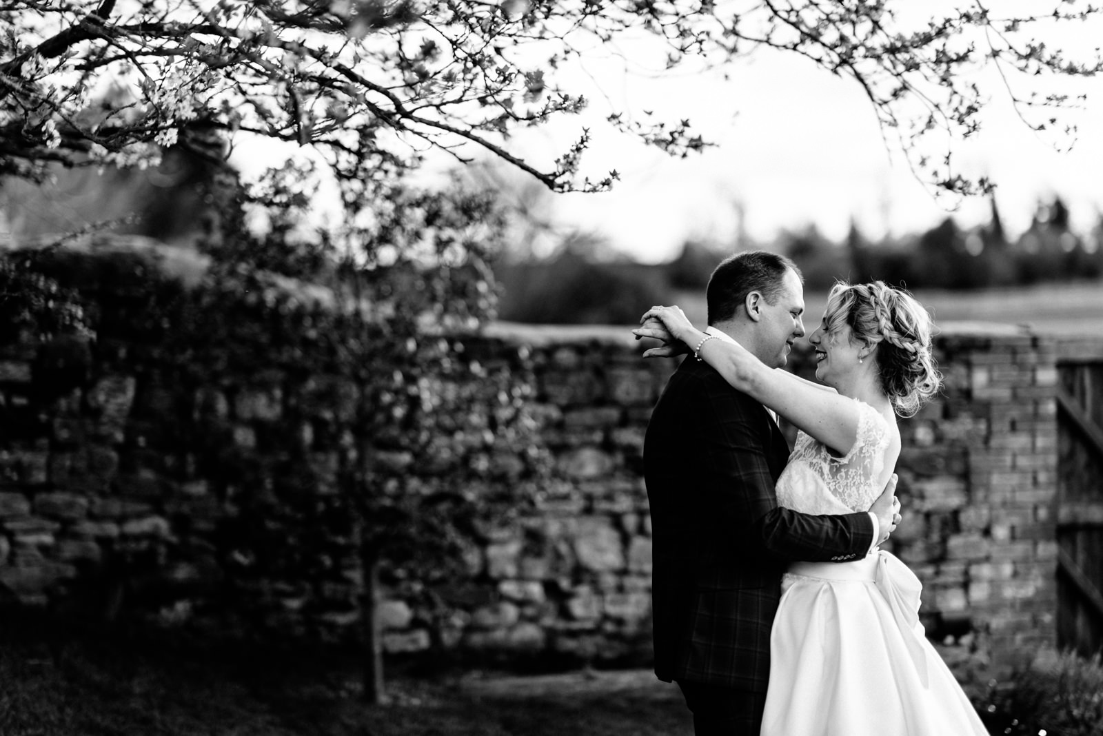 romantic bride and groom portrait