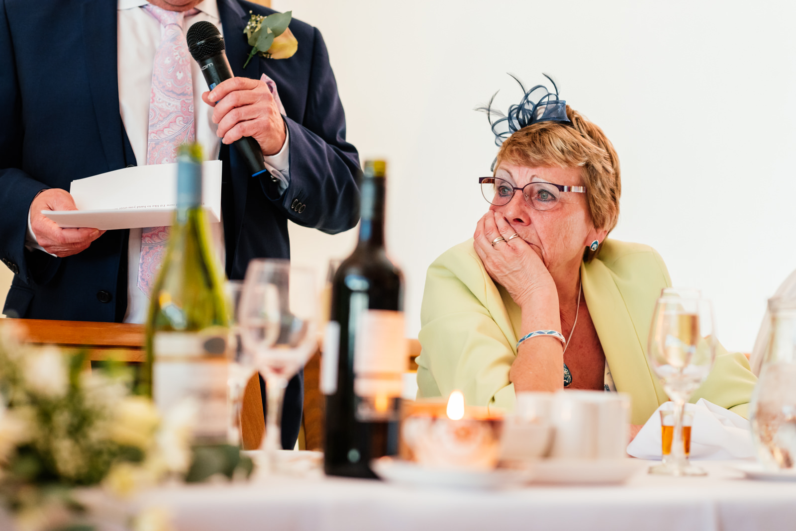 mother of the bride listening to speeches