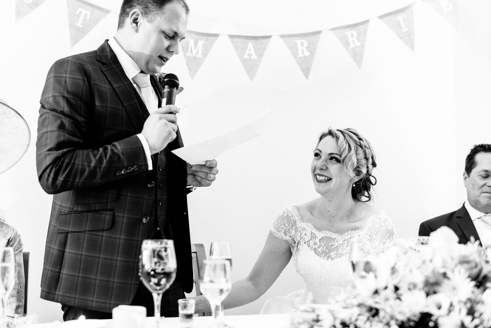 bride listening to speech