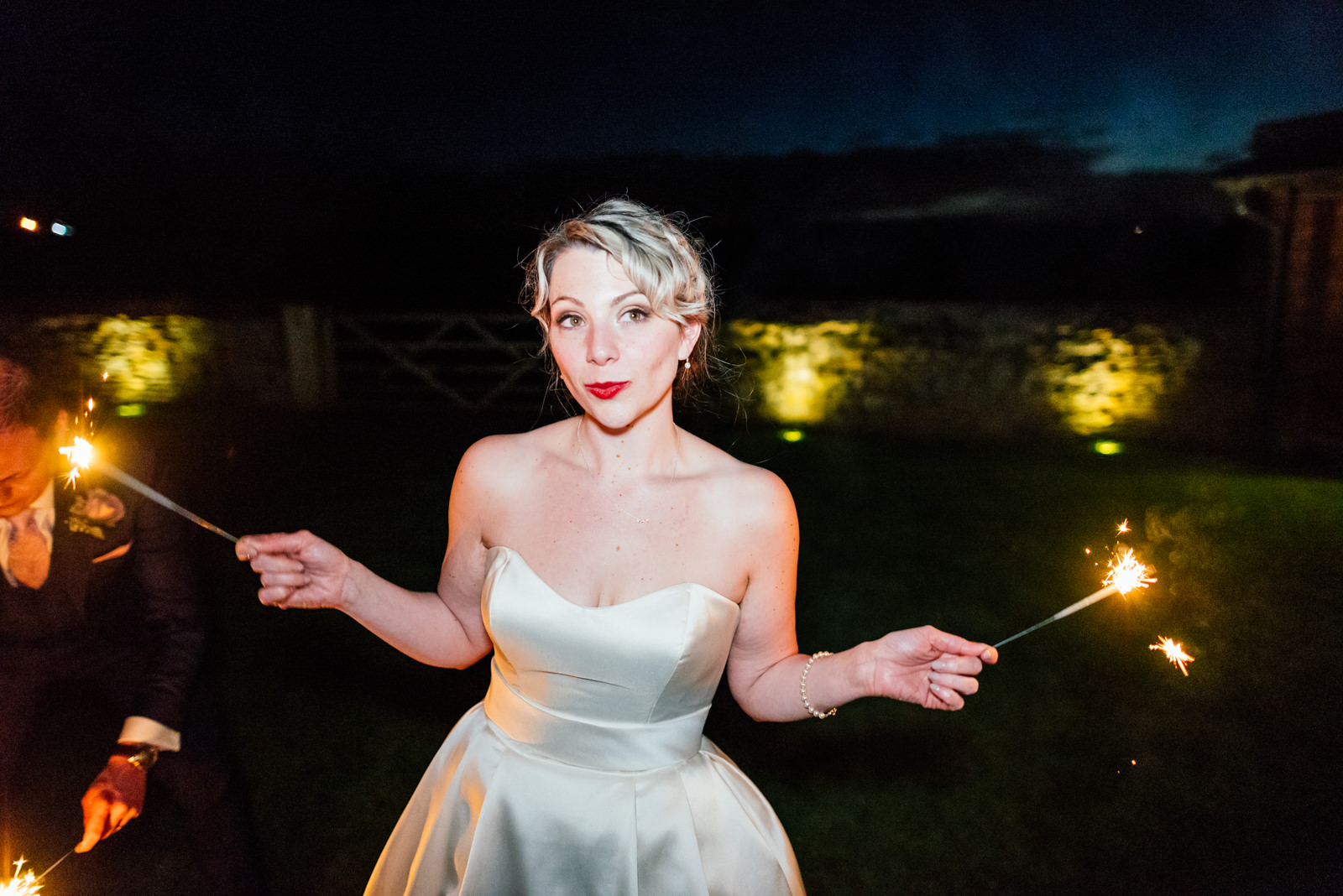 sassy bride with sparklers