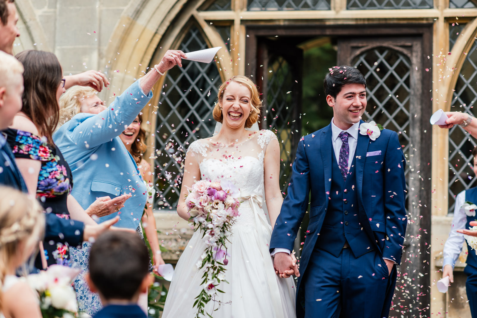 bride and groom confetti