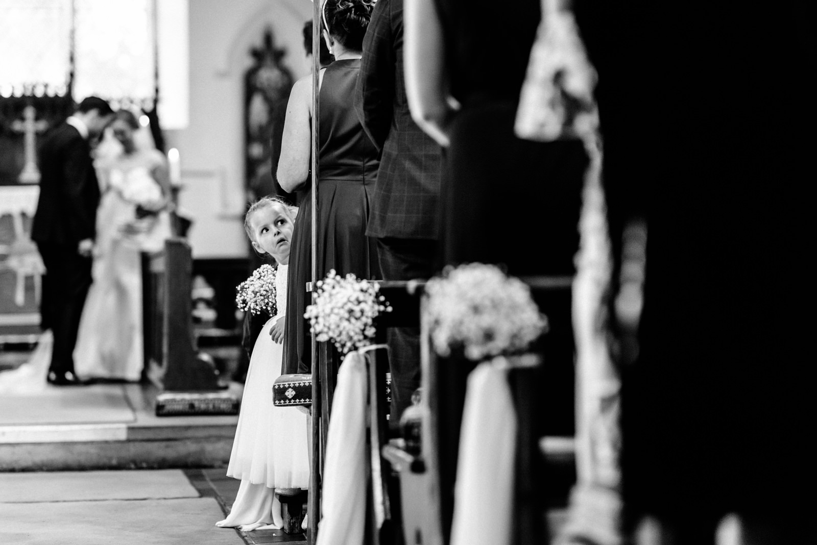 flower girl during church ceremony