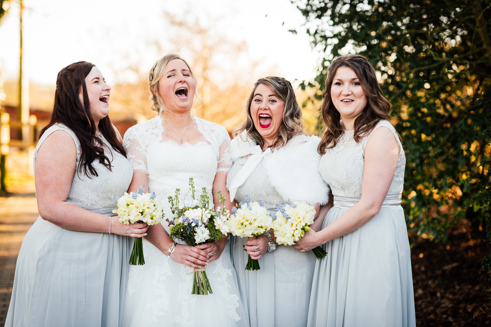Bridesmaids laughing