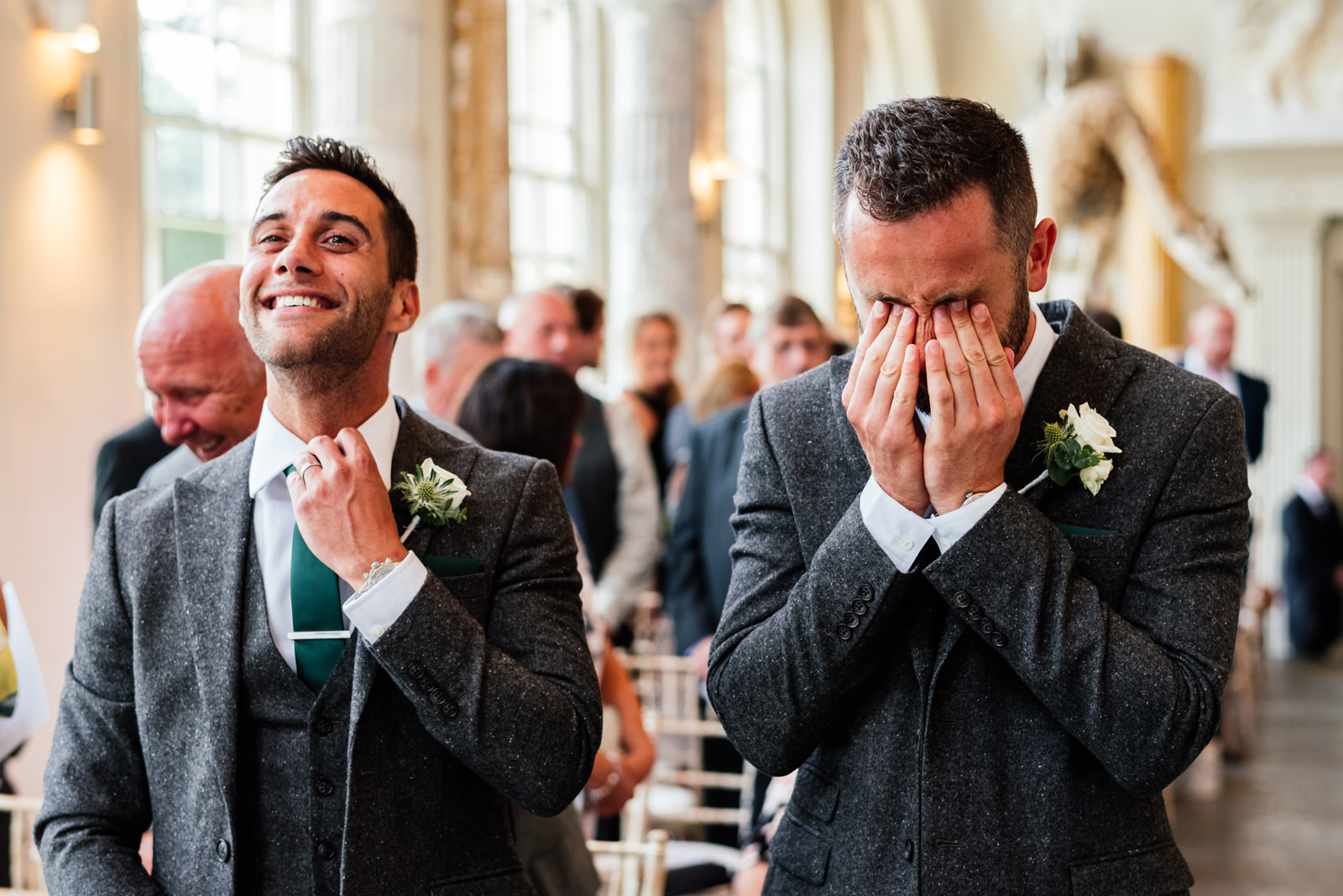 groom just before he gets married at Aynho Park