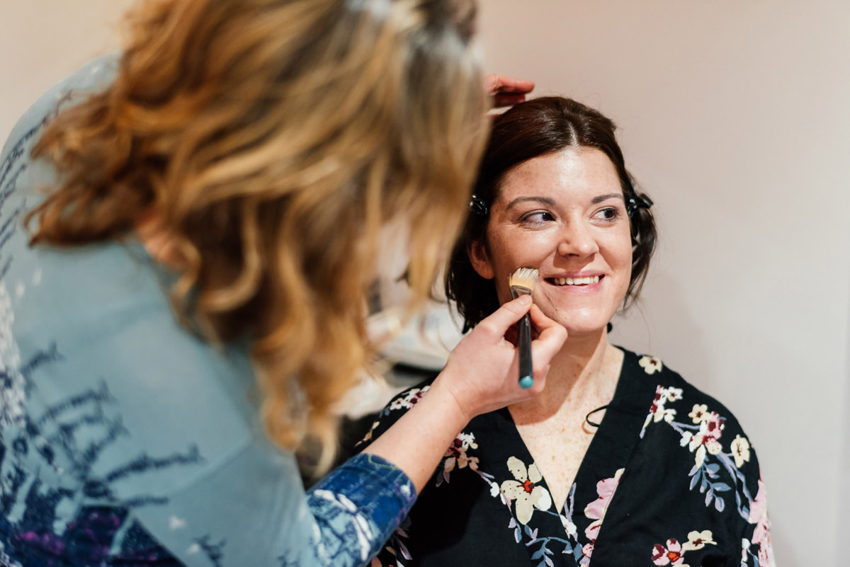 bridal prep on morning of wedding day
