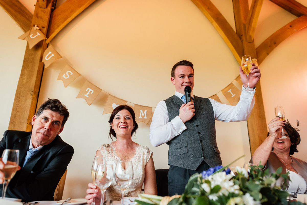 Groom toasting during the wedding speeches