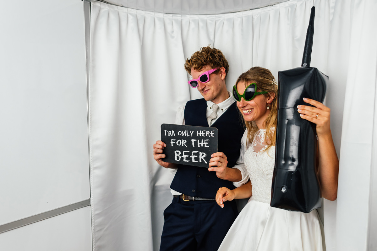 bride and groom in the Photo Booth