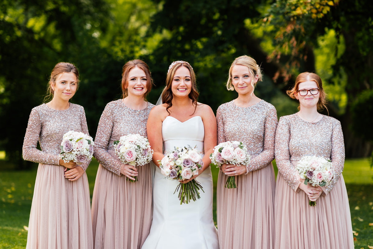 bride and bridesmaids group photo