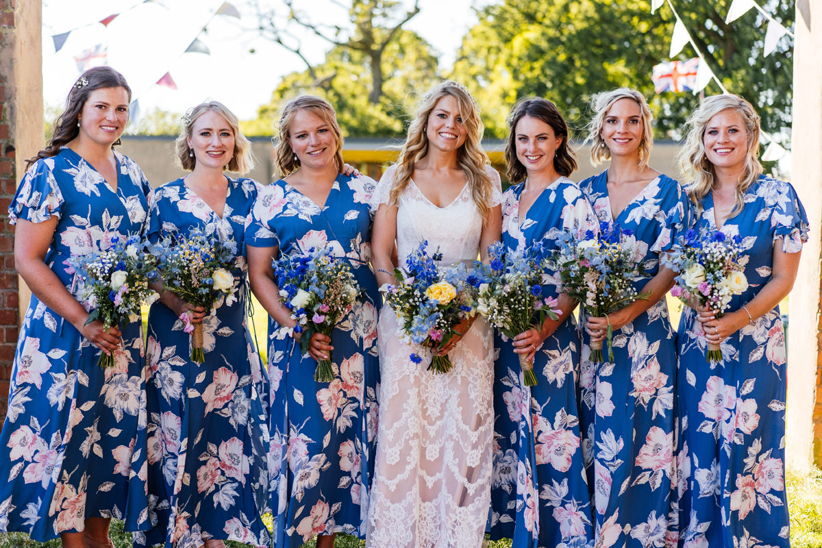 bride and bridesmaids formal group photo