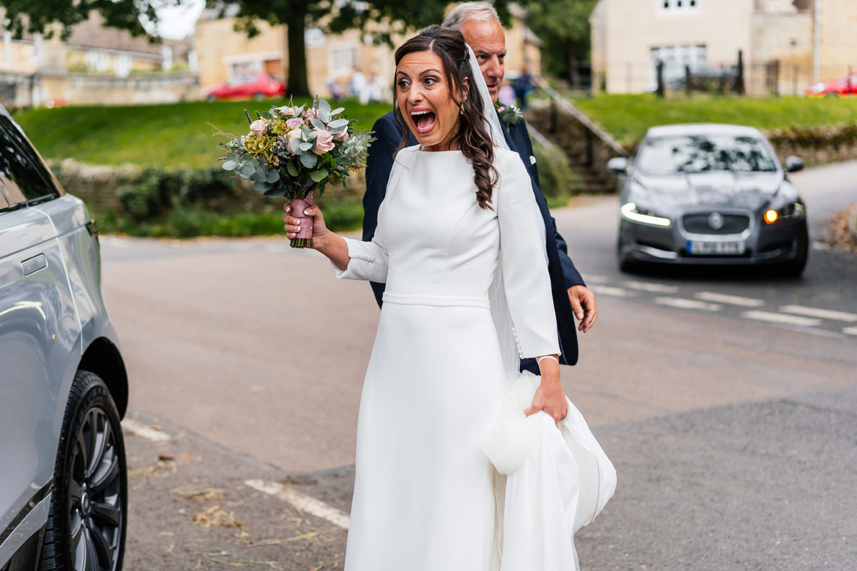 Bride arrives at the church
