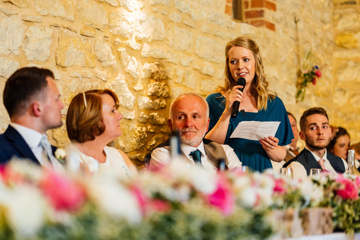 maid of honour gives a speech