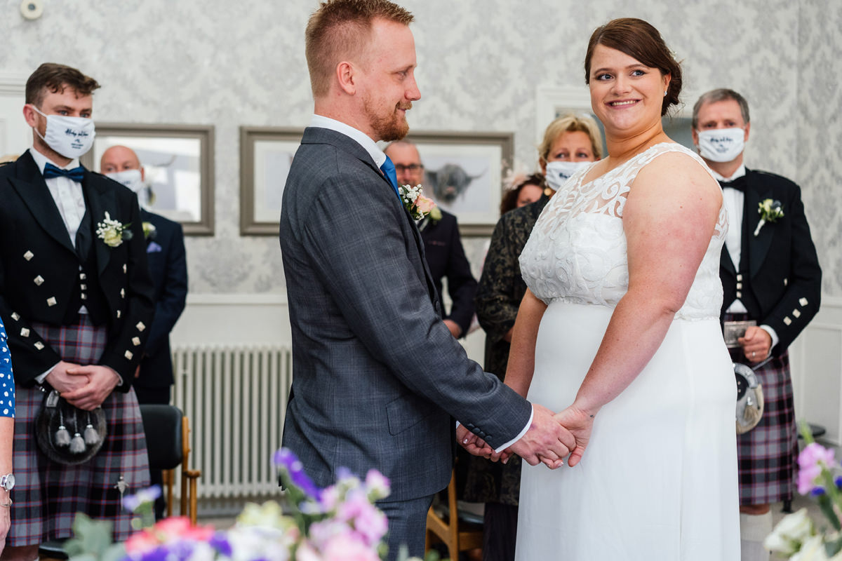 Bride and groom exchange vows