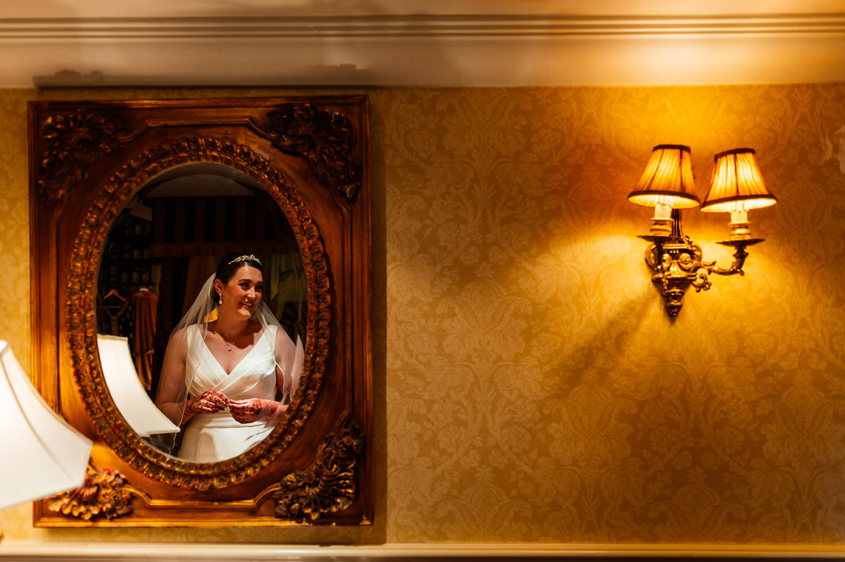 bridal prep mirror photo