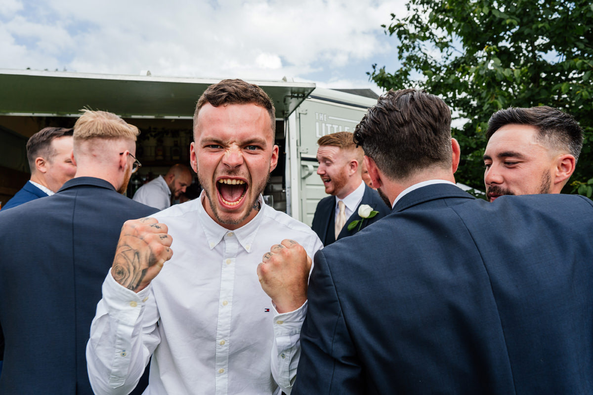 Wedding guest getting excited