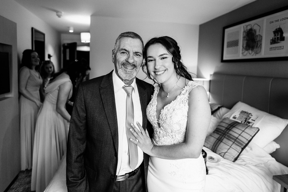 Bride and her father before leaving for the church.