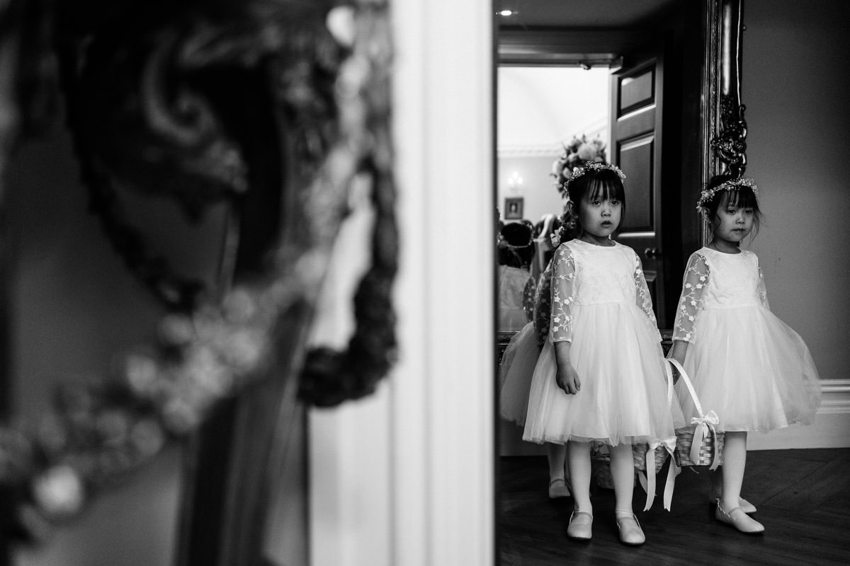 flower girls waiting for the ceremony to begin
