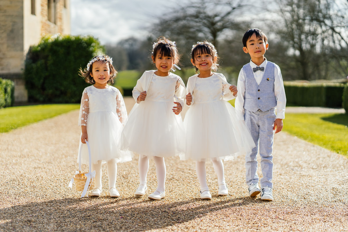 Flower girls and page boy at Rushton Hall wedding