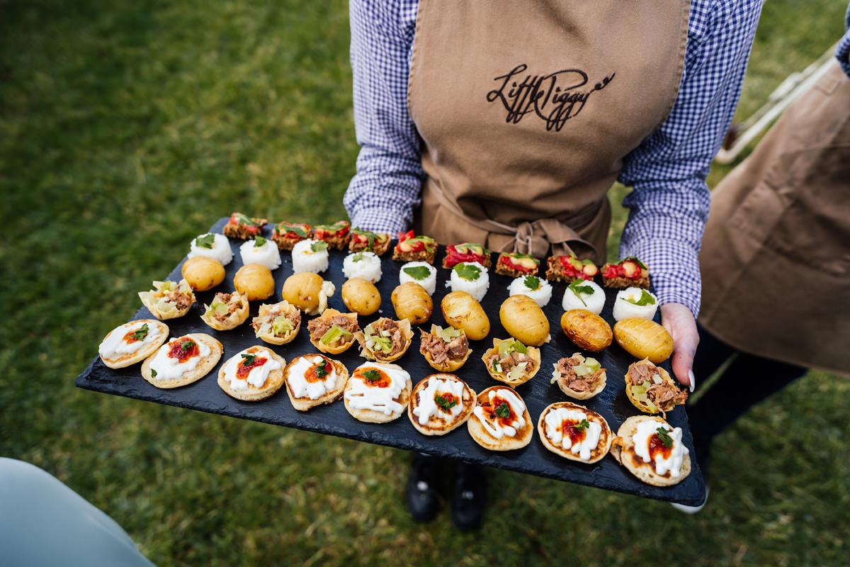 canapés being served to guests during the drinks reception