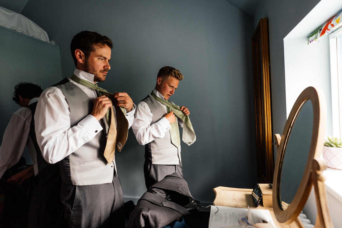 Groomsmen getting ready in the morning