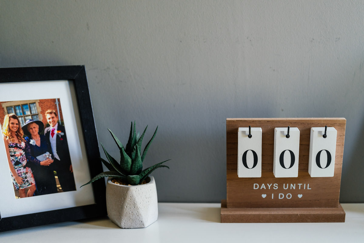 Calendar countdown showing no more days left until the wedding