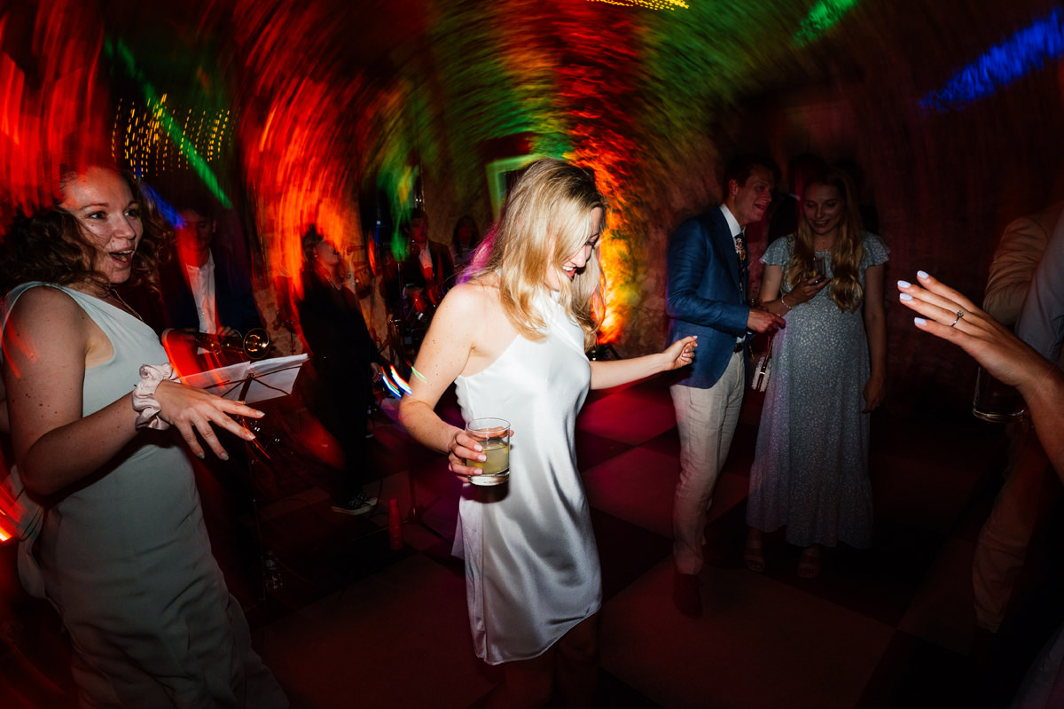 Bride dancing during the evening wedding reception